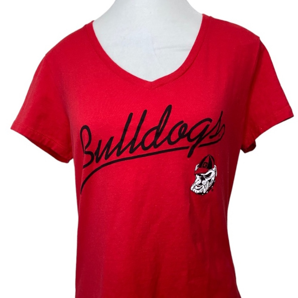 Hanes UGA Georgia Bulldogs V-Neck Short Sleeve T-Shirt Women’s Medium College - Picture 7 of 8